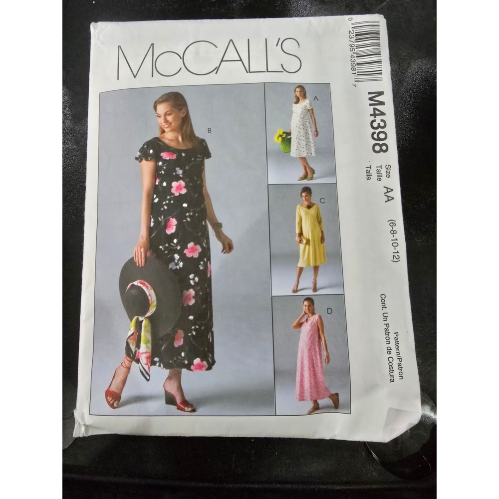 McCalls M4398 Maternity Dress Sewing Pattern Misses Petite Size 6-12 AA Uncut